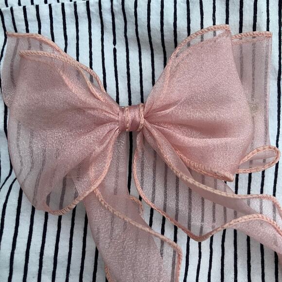 Sheer pink bow ribbon hair clip, coquette cottage girly lolita nymphette angel - Picture 3 of 5